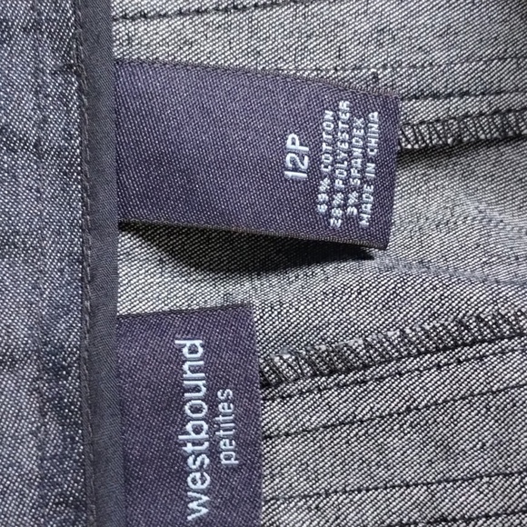 Westbound denim a-line mini skirt size 12P 25" long button zip side - Picture 4 of 5